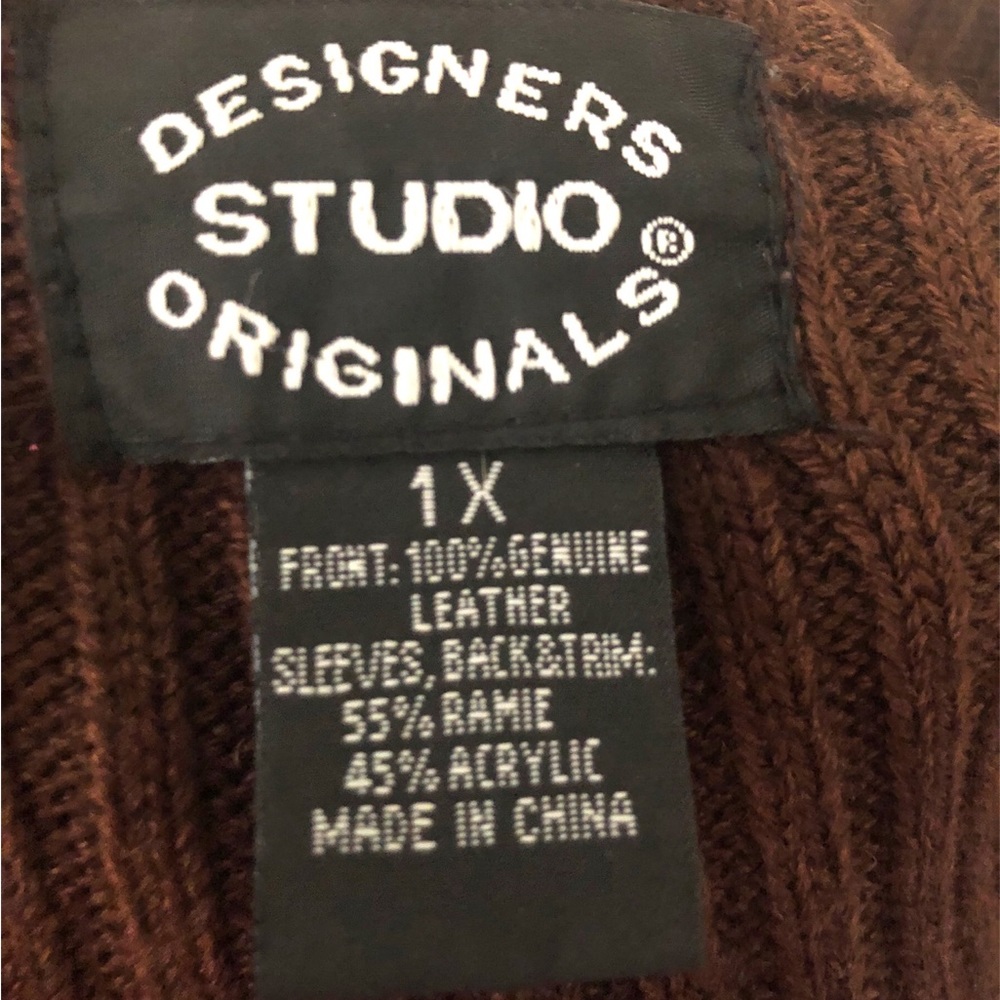 Vintage Designers Originals Studio Suede Brown Sweater 70s Grandmacore Jacket 1X - Picture 5 of 5